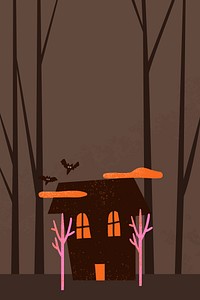 Cartoon Halloween background vector, spooky haunted house illustration