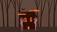 Cartoon Halloween background vector, spooky haunted house illustration