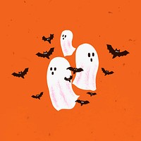 Cartoon Halloween background, cute white ghost illustration