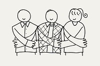 Charity doodle vector, people holding hands support concept
