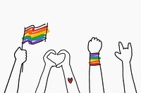 Pride month doodle psd hand drawn style