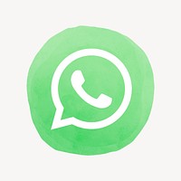 WhatsApp icon psd for social media in watercolor design. 21 JULY 2021 - BANGKOK, THAILAND