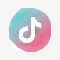 TikTok icon psd for social media in watercolor design. 21 JULY 2021 - BANGKOK, THAILAND