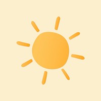 Cute sun sticker, printable weather clipart psd