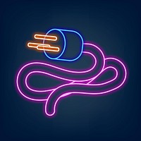 Neon sign electrical plug illustration psd