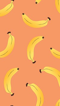 Banana mobile wallpaper, cute fruit pattern illustration vector