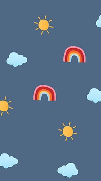 Mobile wallpaper, cute weather pattern vector