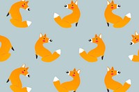 Cute animal pattern background wallpaper, fox psd illustration