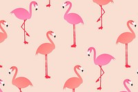 Summer animal pattern background wallpaper, flamingo vector illustration