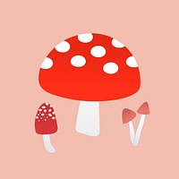 Cute mushroom sticker, printable vegetable clipart psd