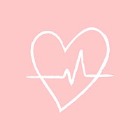 Heartbeat psd icon, pink doodle illustration