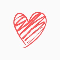 Heart doodle psd icon, pink scribble illustration