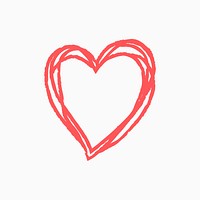 Heart psd icon, Valentine's day illustration in doodle style