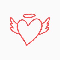Heart angel icon psd, pink doodle illustration