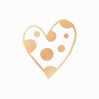 Gold heart icon psd, illustration in doodle style