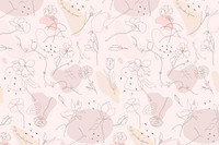 Flower drawing pattern psd pink background