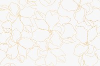 Floral pattern wallpaper psd with hand drawn gold flower