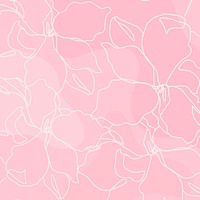 Line flower pattern background vector in pink