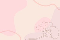 Flower line drawing background vector on pastel pink wallpaper