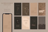 Social media story template vector set in brown