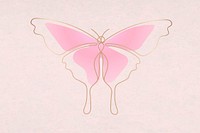 Pink butterfly sticker, beautiful gradient psd line art design