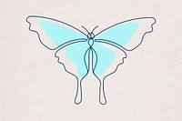 Blue butterfly background, beautiful line art