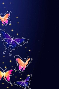 Sparkly butterfly background, aesthetic violet border, psd animal illustration