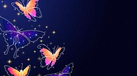 Glitter butterfly desktop wallpaper, beautiful violet border vector animal illustration
