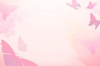 Pink butterfly frame background, watercolor beautiful psd animal illustration