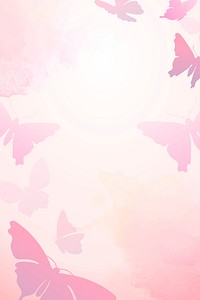 Pink butterfly frame background, watercolor beautiful psd animal illustration