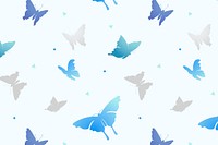 Butterfly pattern background, feminine blue aesthetic