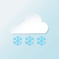 3D cloud and snowflake element, cute weather clipart psd on blue background
