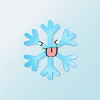 Smiling snowflake element, cute weather clipart psd on blue background