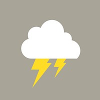 Paper craft lightning element, cute weather clipart psd on grey background