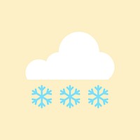 Paper snowflake and cloud element, cute weather clipart psd on yellow background