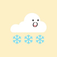 Cute cloud and snowflake element, cute weather clipart psd on yellow background