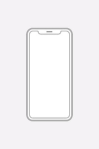 Mobile phone outline, digital device psd illustration