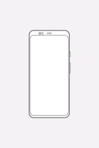 White smartphone outline, digital device psd illustration