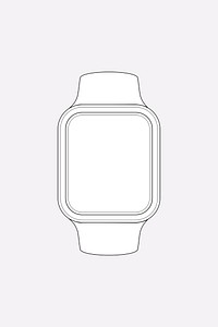 Smartwatch outline, health tracker device psd illustration