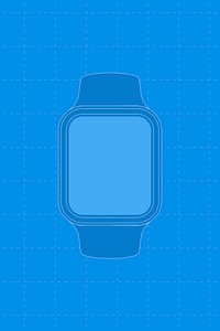 Blue smartwatch, blank rectangle screen, health tracker device psd illustration
