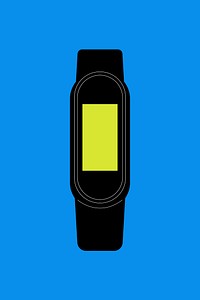 Black smartwatch, blank rectangle green screen, health tracker device psd illustration