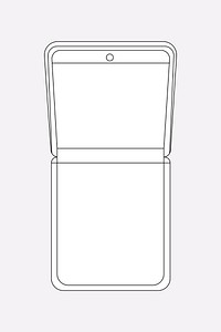 SAMSUNG Galaxy Z Flip outline blank screen, flip phone psd illustration