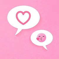 Cute speech bubble psd image, heart and kiss emoji