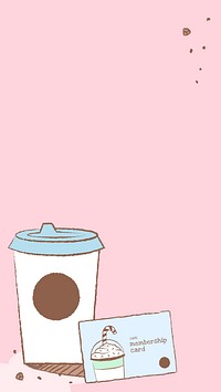 Coffee shop iPhone wallpaper, pink background psd