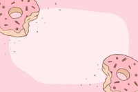 Donut pink background frame, cute illustration wallpaper