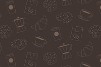 Cafe pattern background, desktop wallpaper vector