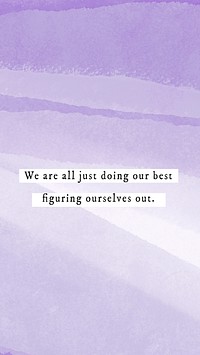 Watercolor instagram story template vector, inspirational quote watercolor purple background