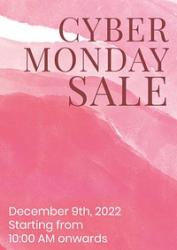Watercolor promotion poster template abstract background with "Cyber Monday Sale" vector