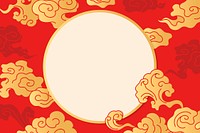 Oriental frame background, red Chinese cloud illustration vector