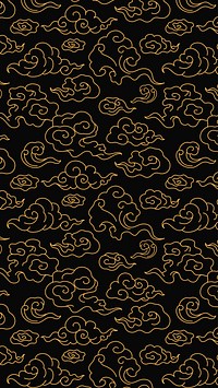 Cloud iPhone wallpaper, gold pattern illustration vector